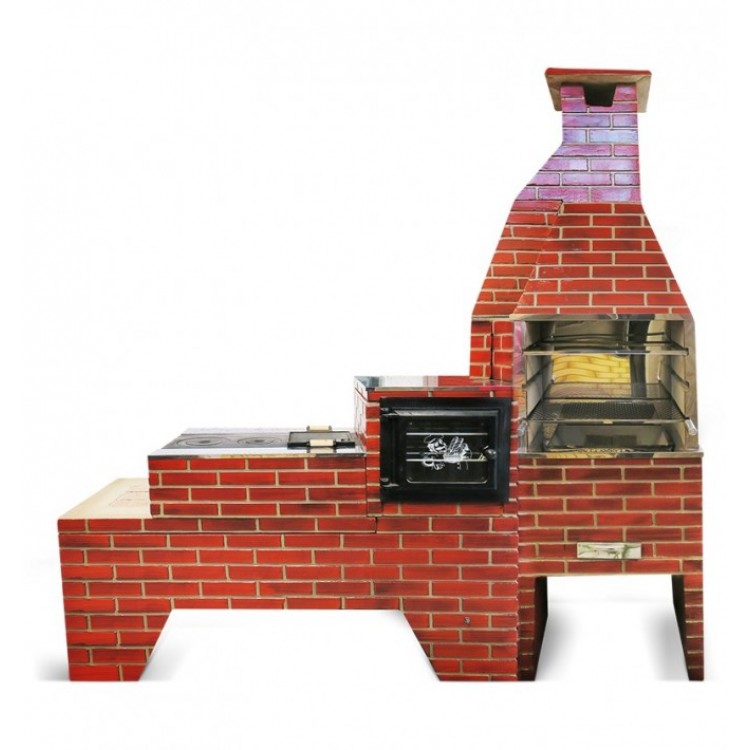 CONJUNTO CHURRASQUEIRA, FORNO E FOGÃO VERMELHO - Imagem: 1